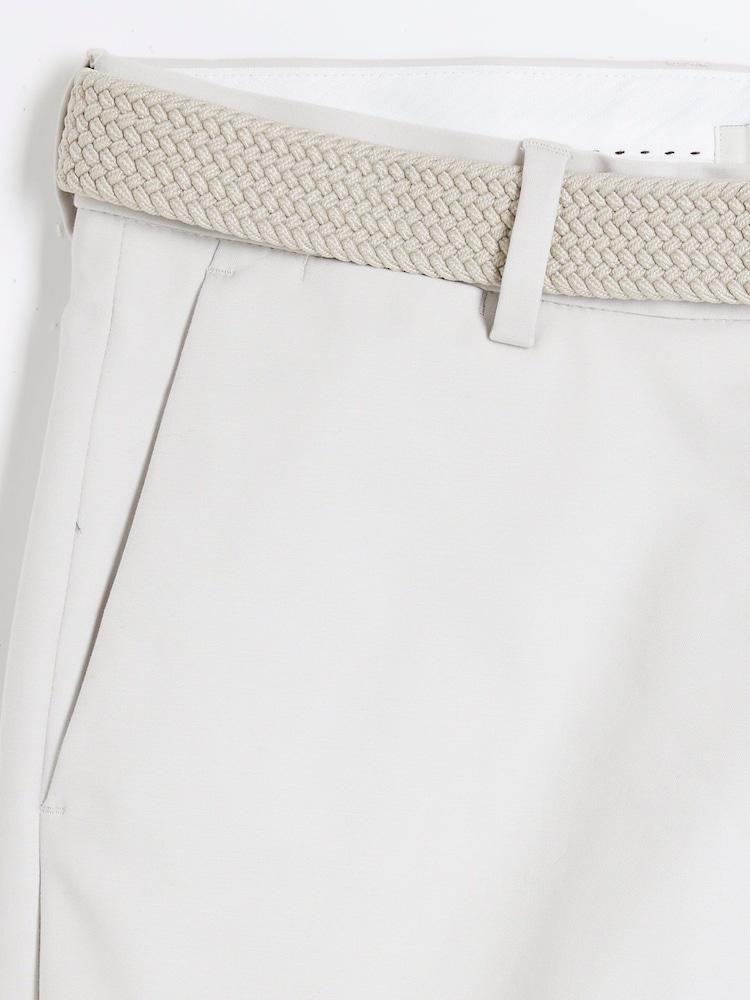 River Island Beige Belted Core Decal Chino Shorts - Image 6 of 6