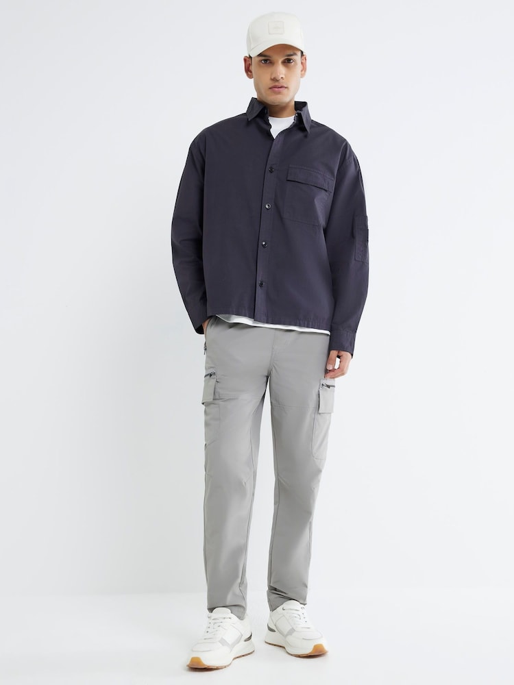 River Island Blue Regular Fit 100% Cotton Ripstop Shirt - Image 1 of 5