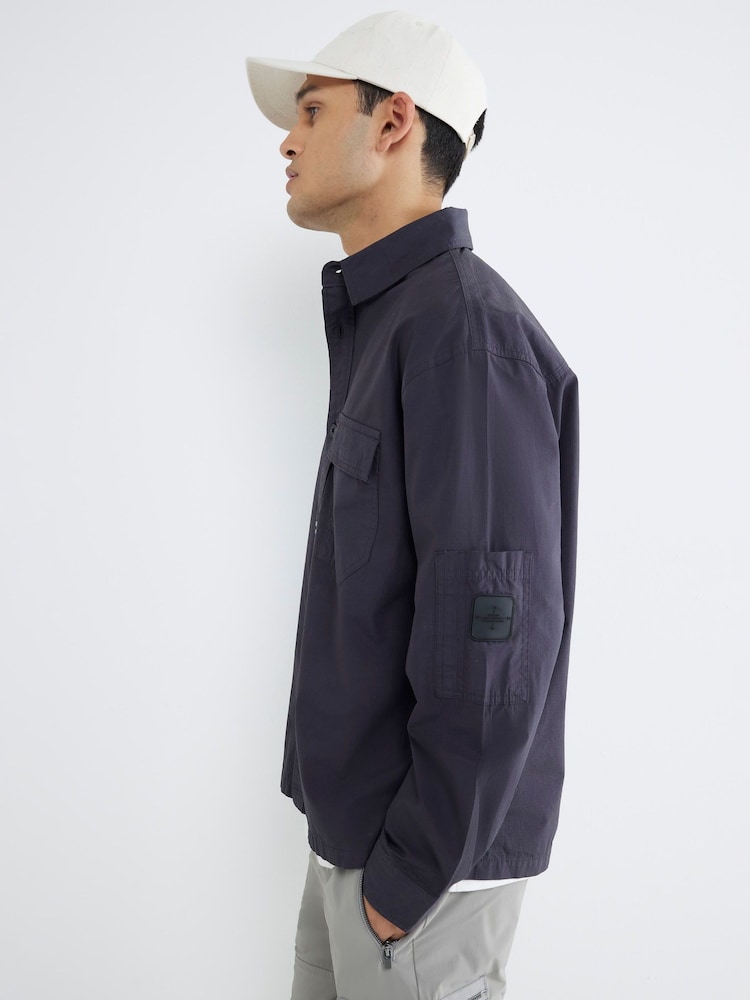 River Island Blue Regular Fit 100% Cotton Ripstop Shirt - Image 2 of 5