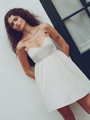 Vestido-saia babydoll com contas rosa Abercrombie & Fitch - Imagem 3 de 5