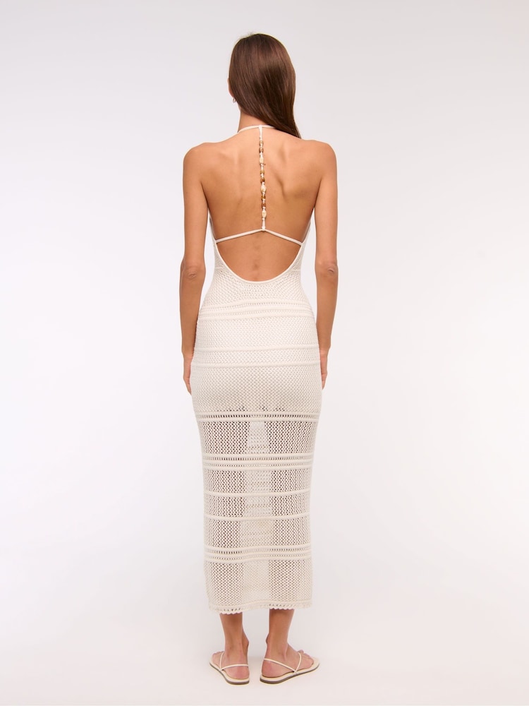 Buy Abercrombie & Fitch Cream Crotchet Beaded Maxi Dress from Next Saudi  Arabia
