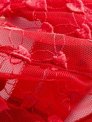 紅色 - A-E Premium Swiss Heart Embroidery Balcony Bra - 圖片 8，共 8