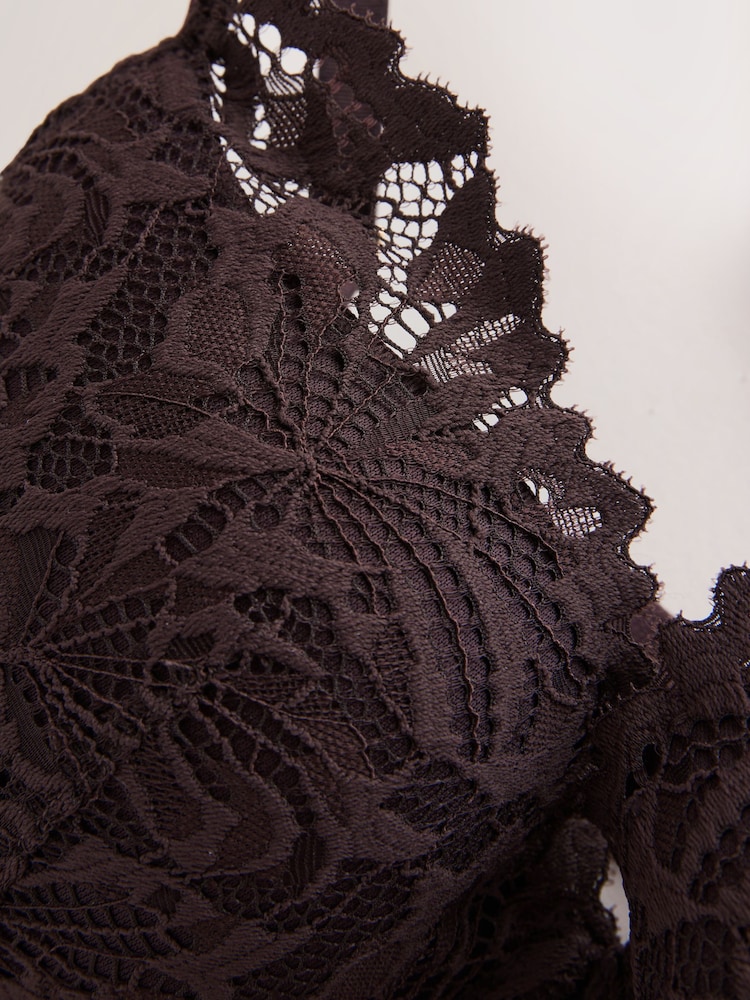 Chocolate Brown Pad Balcony Lace Ultimate Comfort Bra - Image 9 of 9