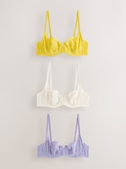 Cream/Lilac/Green Non Pad Balcony Lace Bras 3 Pack - Image 1 of 6