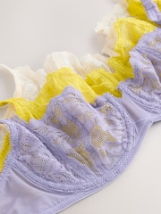 Cream/Lilac/Green Non Pad Balcony Lace Bras 3 Pack - Image 5 of 6