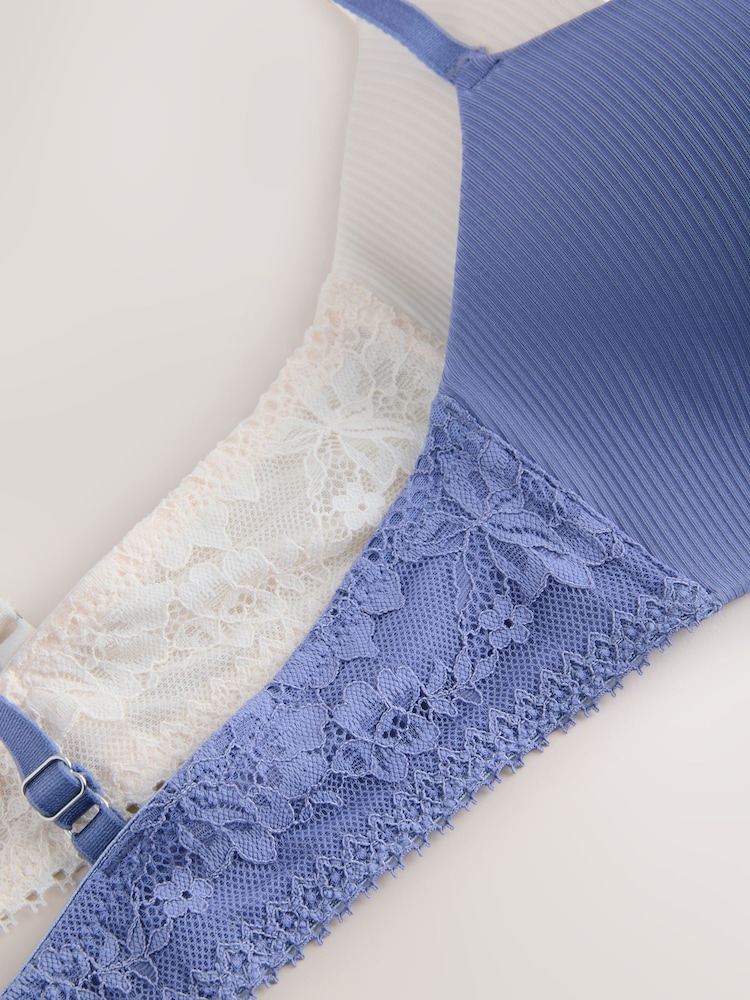 Blue/Cream Light Padded Non Wire Ultimate Comfort Bras 2 Pack - Image 10 of 10 Blue/Cream Light Padded Non Wire Ultimate Comfort Bras 2 Pack - Image 10 of 10