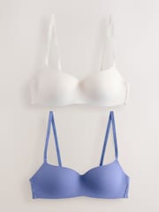 Zils/krēms - Vieglas polsterētas krūšturi bez stieņiem, īpaši ērti 2 iepakojumā - Attēls 7 no 11