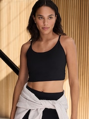 Black Active Longline Secret Support Sports Crop Bra - Image 1 of 7