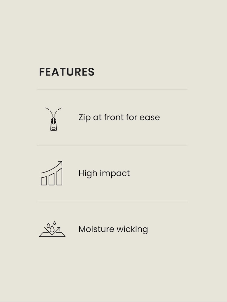 Coral Pink B-GG Active Sports High Impact Dry Tech Zip Front Bra - Image 6 of 6