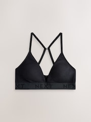 שחור/אפור/ורוד - מארז של 3 חזיות ברלט מבד ריב מסיב כותנה עם לוגו - תמונה 10 מתוך 13