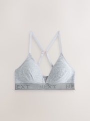 שחור/אפור/ורוד - מארז של 3 חזיות ברלט מבד ריב מסיב כותנה עם לוגו - תמונה 8 מתוך 13