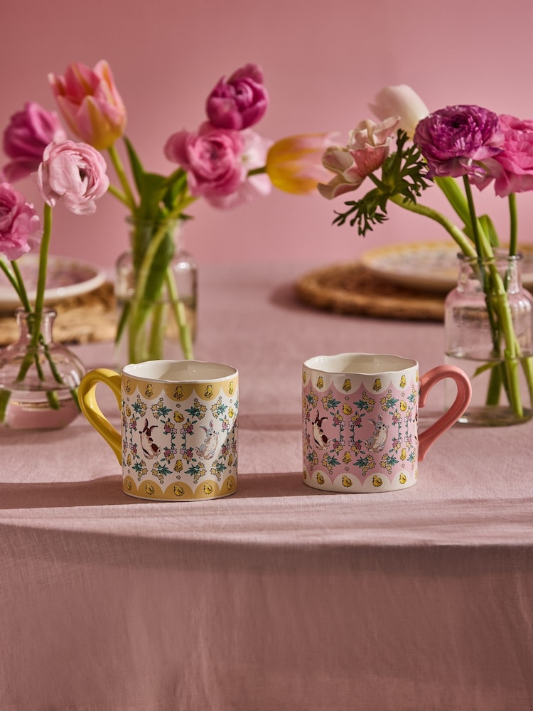 Cath Kidston Set of 2 Multi Bunny Shortie Mugs - Image 1 of 5