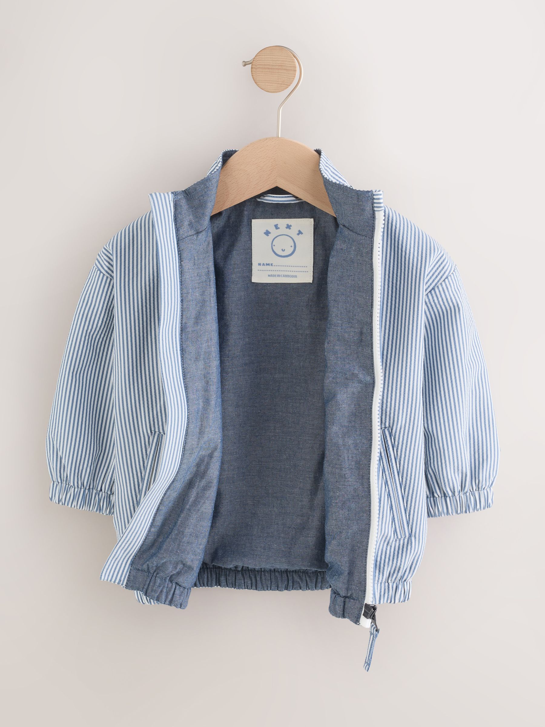 Buy Light Blue Pinstripe Bomber Jacket (3mths-7yrs) from the Next