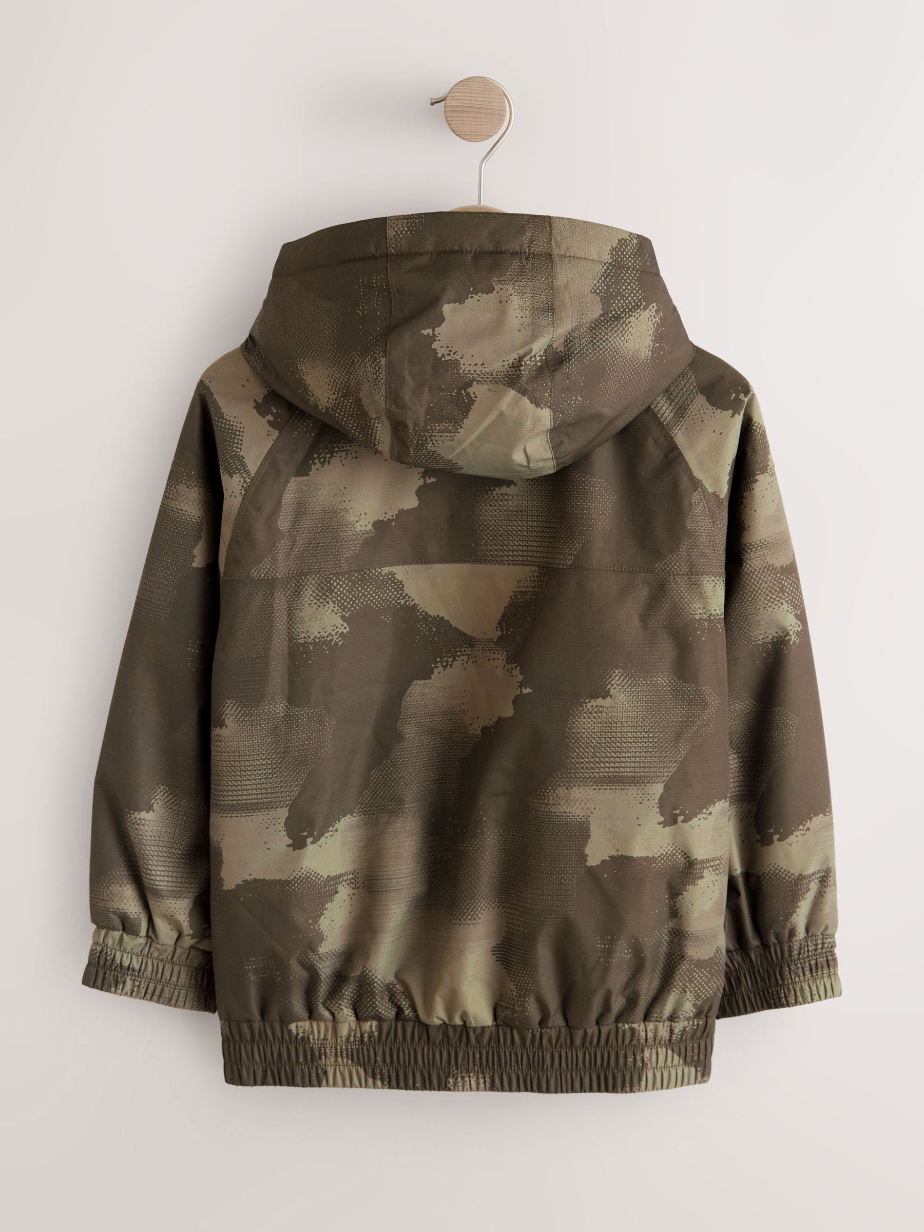 Buy Green Camouflage Hooded Waterproof Jacket (3-17yrs) from the