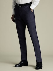 Charles Tyrwhitt Blue Slim Fit Slim Fit 100% Linen Trousers - Image 1 of 4
