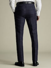 Charles Tyrwhitt Blue Slim Fit Slim Fit 100% Linen Trousers - Image 2 of 4