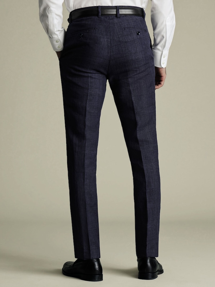 Charles Tyrwhitt Blue Slim Fit Slim Fit 100% Linen Trousers - Image 2 of 4