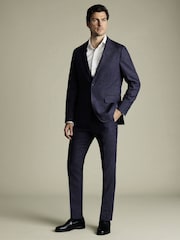 Charles Tyrwhitt Blue Slim Fit Slim Fit 100% Linen Trousers - Image 3 of 4