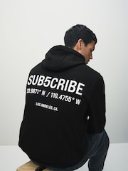 Black Subscribe Graphic Print Hoodie - Image 1 of 7