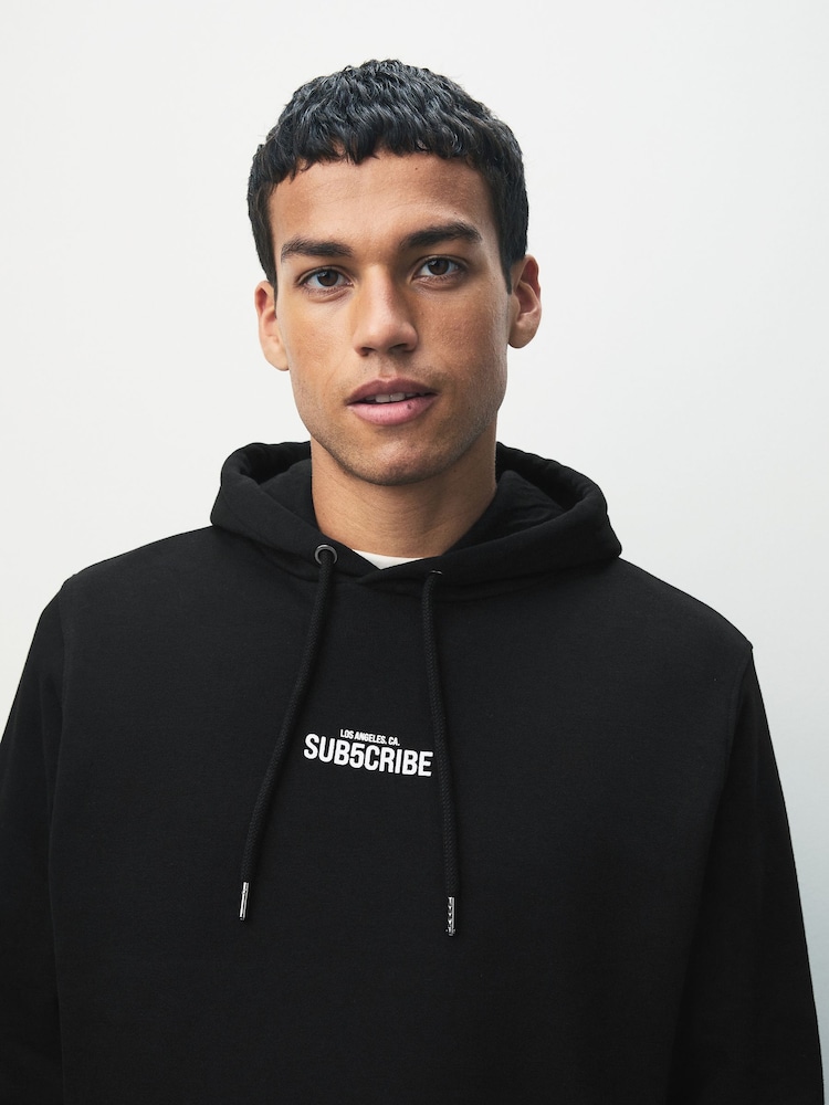 Black Subscribe Graphic Print Hoodie - Image 2 of 7