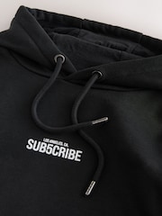 Black Subscribe Graphic Print Hoodie - Image 6 of 7