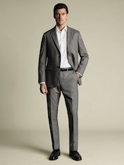 Серый - Charles Tyrwhitt Slim Fit Sharkskin Trousers - Изображение 3 из 4
