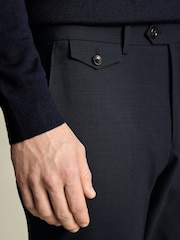 Charles Tyrwhitt Blue Wool Smart Trousers - Image 4 of 5