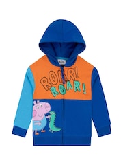 Character Blue Peppa Pig George Pig And Dinosaur Zip-Up 100% Cotton Hoodie - Image 3 of 12