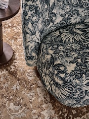 Relaxed Linen Look Tapestry Print Hattie Storage Large Swivel Accent Chair - Image 2 of 9