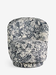 Relaxed Linen Look Tapestry Print Hattie Storage Large Swivel Accent Chair - Image 6 of 9