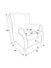 Check Chenille Black and White Sherlock Highback Armchair - Image 3 of 11