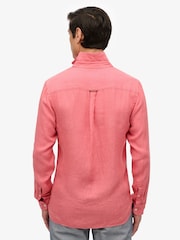 Superdry Pink Embroidered Vacation 100% Linen Shirt - Image 2 of 6