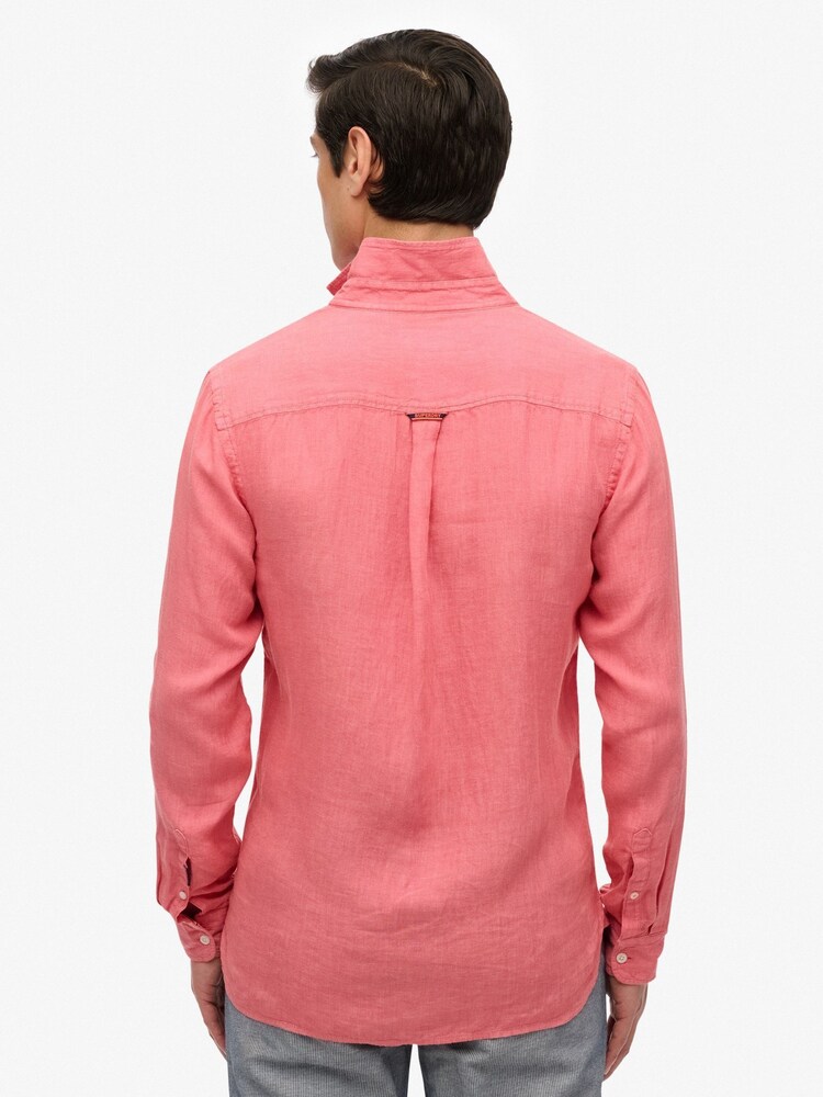 Superdry Pink Embroidered Vacation 100% Linen Shirt - Image 2 of 6