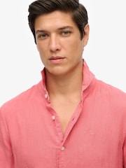 Superdry Pink Embroidered Vacation 100% Linen Shirt - Image 3 of 6