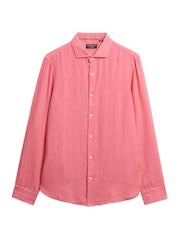 Superdry Pink Embroidered Vacation 100% Linen Shirt - Image 5 of 6