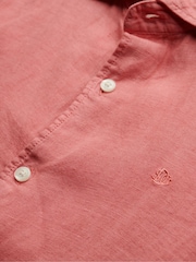 Superdry Pink Embroidered Vacation 100% Linen Shirt - Image 6 of 6