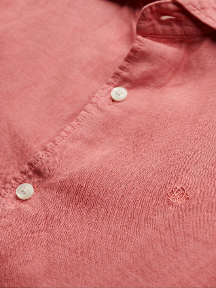 Superdry Pink Embroidered Vacation 100% Linen Shirt - Image 6 of 6
