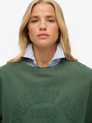 Superdry Green Athletic Essentials Tonal Appliqué Crew Sweatshirt - Image 3 of 6