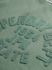 Superdry Green Athletic Essentials Tonal Appliqué Crew Sweatshirt - Image 6 of 6