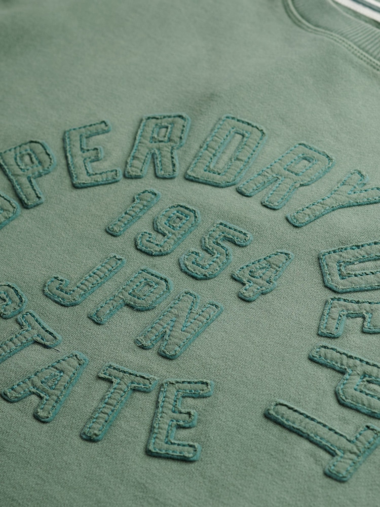 Superdry Green Athletic Essentials Tonal Appliqué Crew Sweatshirt - Image 6 of 6