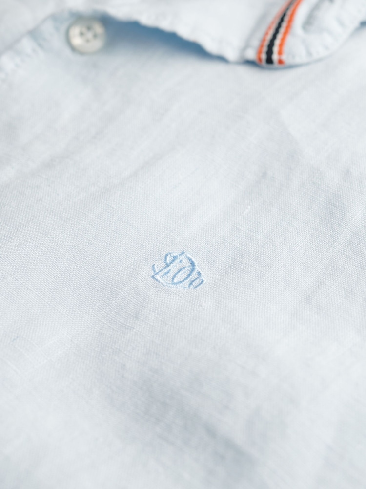 Superdry Blue Embroidered Vacation 100% Linen Shirt - Image 6 of 6