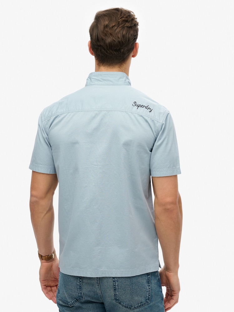 Superdry Blue Short Sleeve Mechanic 100% Cotton Shirt - Image 2 of 5
