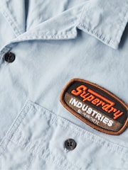 Superdry Blue Short Sleeve Mechanic 100% Cotton Shirt - Image 5 of 5