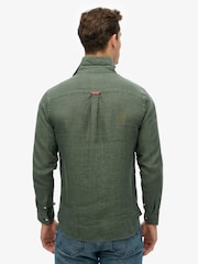 Superdry Green Embroidered Vacation 100% Linen Shirt - Image 2 of 5