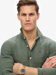 Superdry Green Embroidered Vacation 100% Linen Shirt - Image 4 of 5