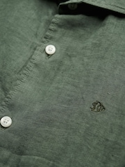 Superdry Green Embroidered Vacation 100% Linen Shirt - Image 5 of 5