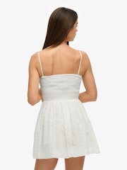 Superdry White 100% Cotton Broderie Cami Mini Dress - Image 2 of 8