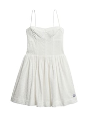 Superdry White 100% Cotton Broderie Cami Mini Dress - Image 7 of 8
