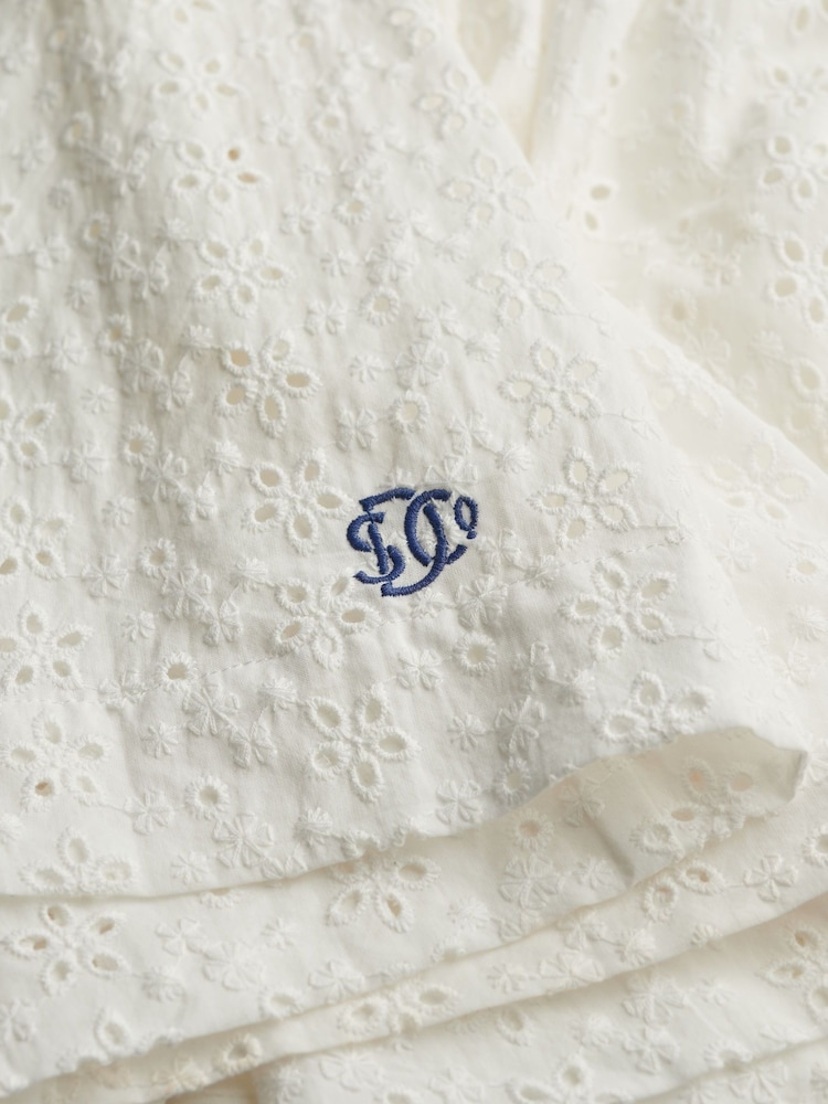 Superdry White 100% Cotton Broderie Cami Mini Dress - Image 8 of 8