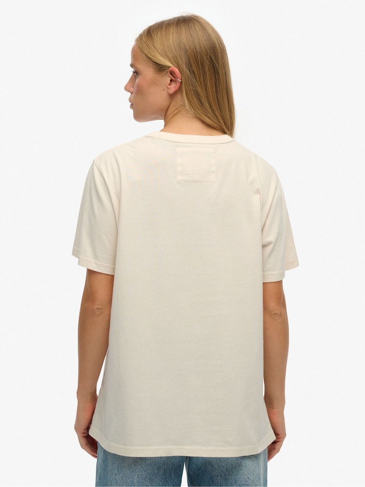 Superdry White Oversized Athletic Tonal 100% Cotton T-Shirt - Image 2 of 6